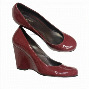 KATE Spade Pat. Leather Wedge Shoes Burg.
